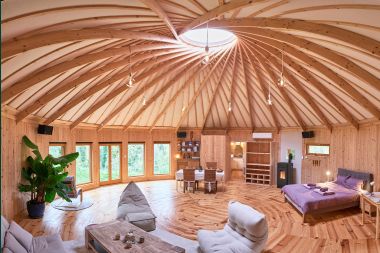 Spacious yurt for 4 people in Aywaille with wood pellet stove and private garden with terrace