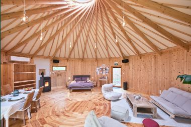 Spacious yurt for 4 people in Aywaille with wood pellet stove and private garden with terrace