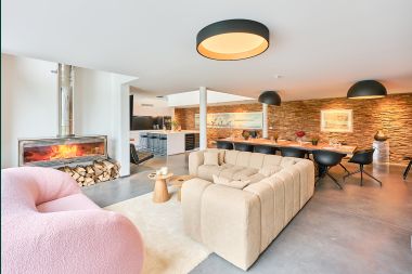 Spacious luxury villa in Bertrix for 16 people with heated outdoor pool and private terrace by the water