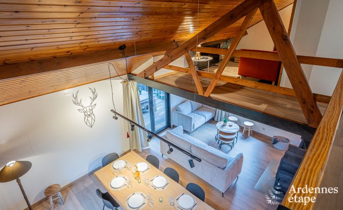 Authentic chalet for 8 people in Bivre with 4 bedrooms, wood stove, hot tub, private garden and bicycle storage