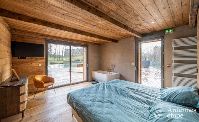 Luxury chalet in Brognon for 20 people with heated outdoor pool, outdoor jacuzzi and sauna on the lake