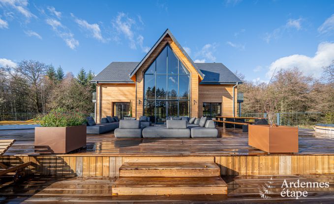 Luxury chalet in Brognon for 20 people with heated outdoor pool, outdoor jacuzzi and sauna on the lake