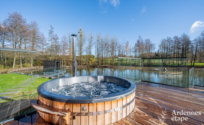 Luxury chalet in Brognon for 20 people with heated outdoor pool, outdoor jacuzzi and sauna on the lake