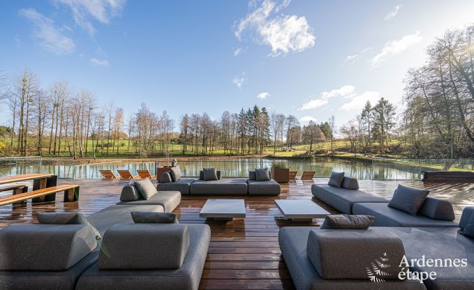 Luxury chalet in Brognon for 20 people with heated outdoor pool, outdoor jacuzzi and sauna on the lake
