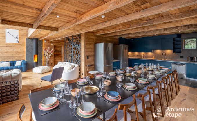 Luxury chalet in Brognon for 20 people with heated outdoor pool, outdoor jacuzzi and sauna on the lake