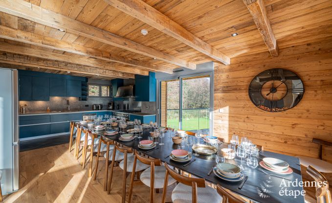 Luxury chalet in Brognon for 20 people with heated outdoor pool, outdoor jacuzzi and sauna on the lake