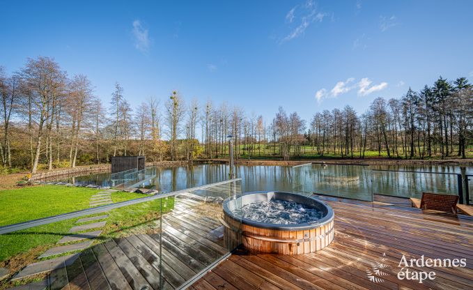 Luxury chalet in Brognon for 20 people with heated outdoor pool, outdoor jacuzzi and sauna on the lake