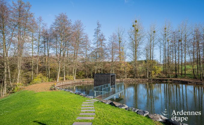 Luxury chalet in Brognon for 20 people with heated outdoor pool, outdoor jacuzzi and sauna on the lake