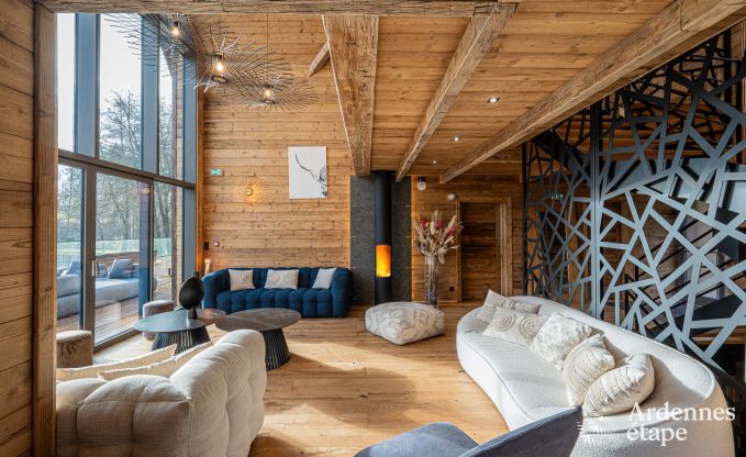 Luxury chalet in Brognon for 20 people with heated outdoor pool, outdoor jacuzzi and sauna on the lake