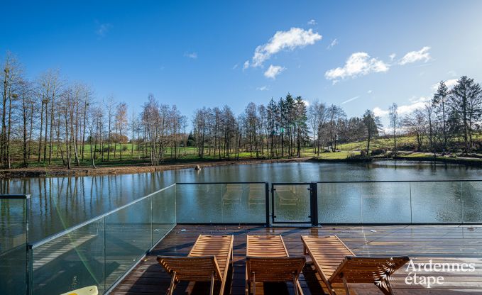 Luxury chalet in Brognon for 20 people with heated outdoor pool, outdoor jacuzzi and sauna on the lake