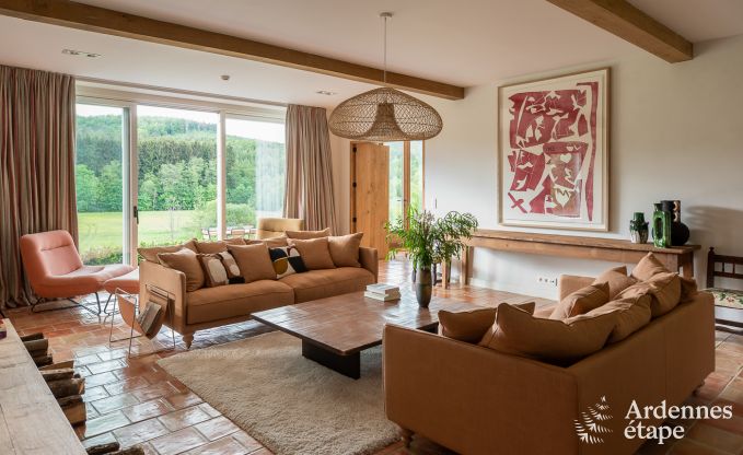 Chalet in Couvin for 8 people: comfortable holiday home with sauna and panoramic view