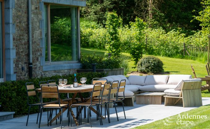 Chalet in Couvin for 8 people: comfortable holiday home with sauna and panoramic view