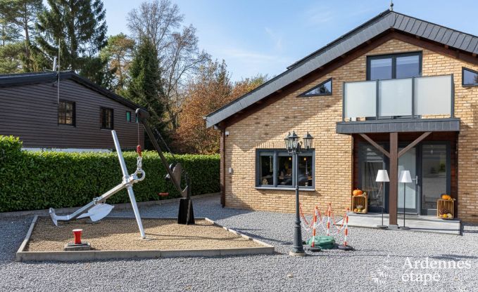 Spacious holiday home near Durbuy for 9 people with covered jacuzzi, fenced garden, and play area