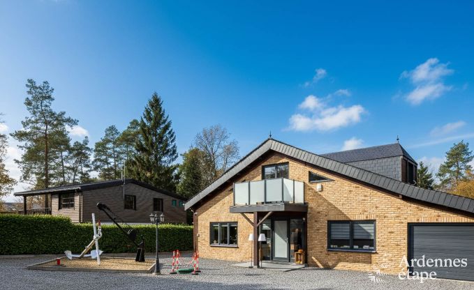 Spacious holiday home near Durbuy for 9 people with covered jacuzzi, fenced garden, and play area