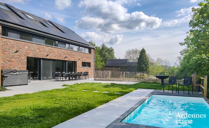 High-end villa in Ferrières Ardenne, 15 people, 7 bedrooms, spa, heated pool, private garden, adapted equipment