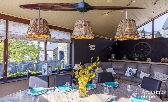 High-end villa in Redu, Ardennes, 9 people, outdoor pool, sauna, steam room, indoor and outdoor jacuzzi, private garden, complete equipment
