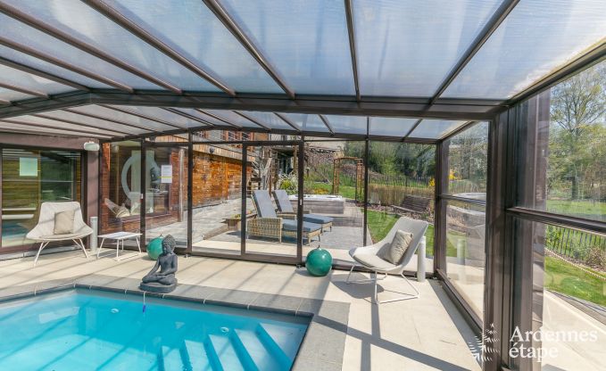 High-end villa in Redu, Ardennes, 9 people, outdoor pool, sauna, steam room, indoor and outdoor jacuzzi, private garden, complete equipment