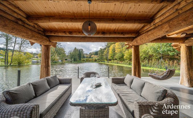 Spacious chalet for 8 people in Trois-Ponts with indoor-outdoor pool, sauna and private terrace by the water