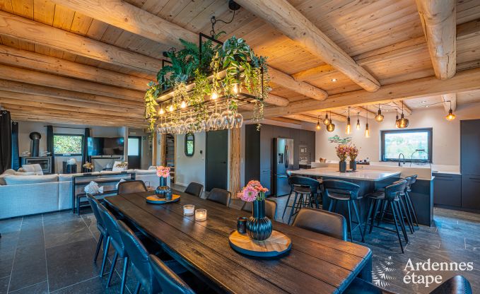 Spacious chalet for 8 people in Trois-Ponts with indoor-outdoor pool, sauna and private terrace by the water