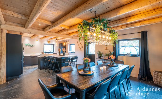 Spacious chalet for 8 people in Trois-Ponts with indoor-outdoor pool, sauna and private terrace by the water