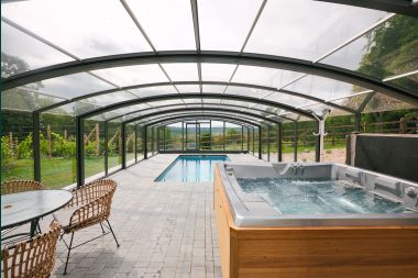 Comfortable holiday home for 10 people in Villers-en-Fagne with covered outdoor pool, jacuzzi and wood stove