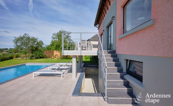 Holiday home for 6 people in Virton with 3 bedrooms, sauna, wood stove, outdoor pool and private terrace