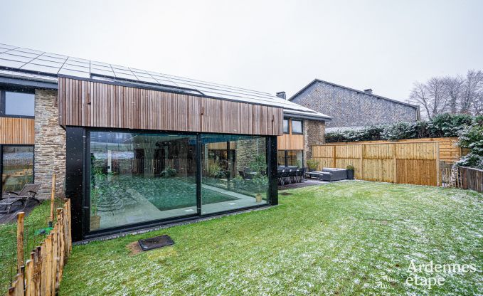 Spacious farmhouse for 14 people in Vresse-sur-Semois with 5 bedrooms, 5 bathrooms, heated indoor pool, playroom and private terrace