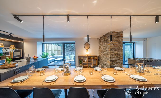 Spacious farmhouse for 14 people in Vresse-sur-Semois with 5 bedrooms, 5 bathrooms, heated indoor pool, playroom and private terrace