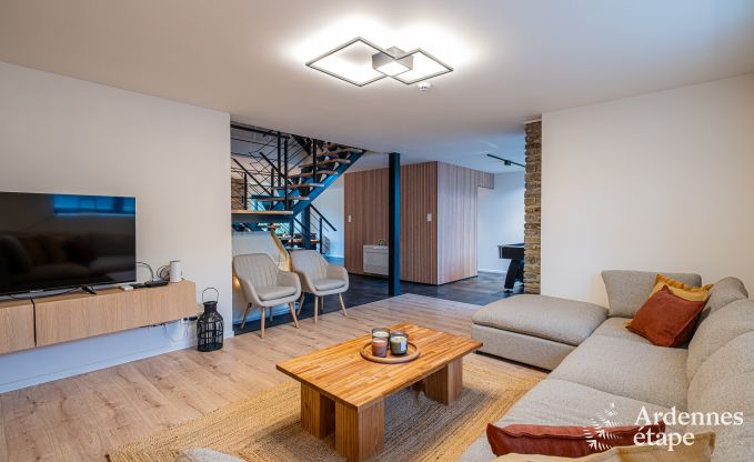 Spacious farmhouse for 14 people in Vresse-sur-Semois with 5 bedrooms, 5 bathrooms, heated indoor pool, playroom and private terrace