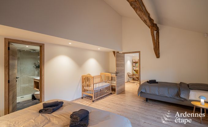 Spacious farmhouse for 14 people in Vresse-sur-Semois with 5 bedrooms, 5 bathrooms, heated indoor pool, playroom and private terrace