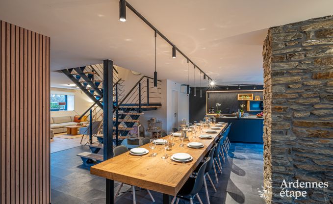 Spacious farmhouse for 14 people in Vresse-sur-Semois with 5 bedrooms, 5 bathrooms, heated indoor pool, playroom and private terrace